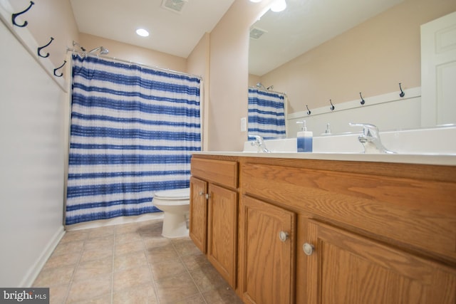 173 Tuscany Trl, Hedgesville, WV 25427 - bathroom with tile patterned floors, toilet, vanity, curtained shower, and baseboards