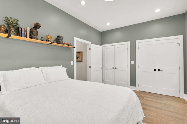 4324 14th St NW Unit 1, Washington, DC 20011 - bedroom with multiple closets, light wood finished floors, and recessed lighting