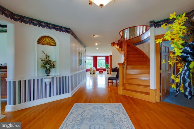 46369 Hattons Rest Ln, Lexington Park, MD 20653 - hall with wood finished floors and stairway