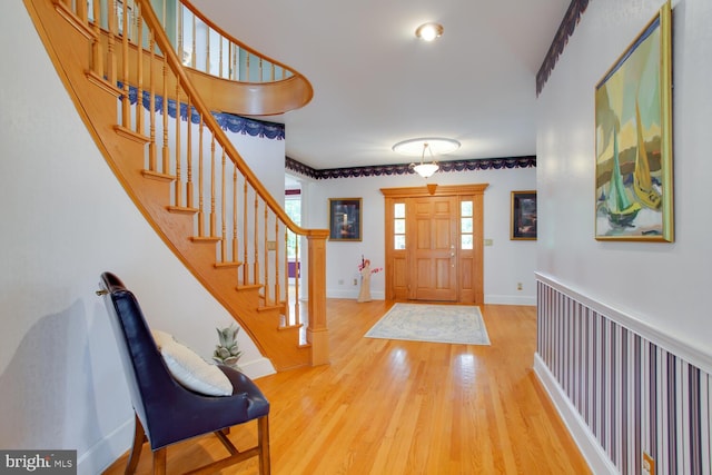 46369 Hattons Rest Ln, Lexington Park, MD 20653 - entrance foyer with wood finished floors, stairs, and baseboards