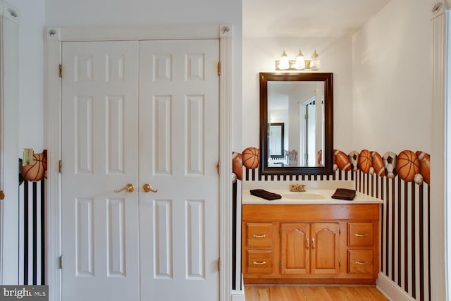 46369 Hattons Rest Ln, Lexington Park, MD 20653 - bathroom featuring vanity and wood finished floors