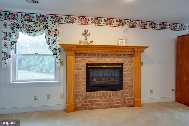46369 Hattons Rest Ln, Lexington Park, MD 20653 - unfurnished living room with carpet floors, baseboards, and a fireplace