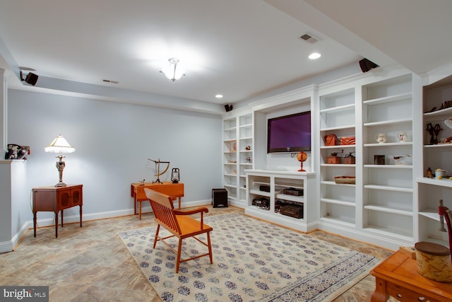 46369 Hattons Rest Ln, Lexington Park, MD 20653 - sitting room featuring baseboards, built in shelves, and recessed lighting