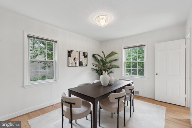 1725 Oakcrest Dr, Alexandria, VA 22302 - dining space featuring light wood finished floors and baseboards