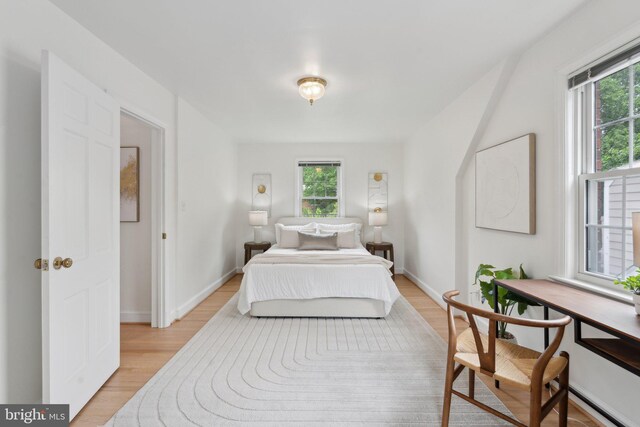 1725 Oakcrest Dr, Alexandria, VA 22302 - bedroom featuring multiple windows, light wood finished floors, and baseboards
