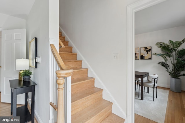 1725 Oakcrest Dr, Alexandria, VA 22302 - stairs with wood finished floors and baseboards