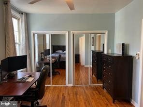office area with wood finished floors