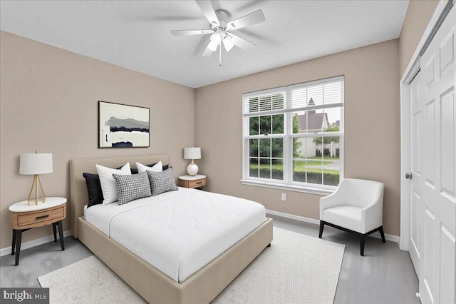 28 W Houndpack Way, Glen Mills, PA 19342 - bedroom featuring baseboards, a closet, light carpet, and a ceiling fan