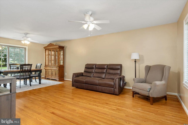 192 Antietam Dr, Waynesboro, PA 17268 - living area with ceiling fan, light wood-style floors, and baseboards
