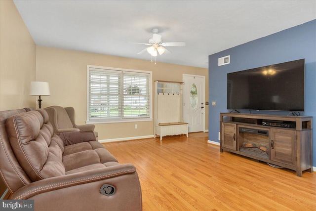 192 Antietam Dr, Waynesboro, PA 17268 - living area with a ceiling fan, light wood-style flooring, and baseboards