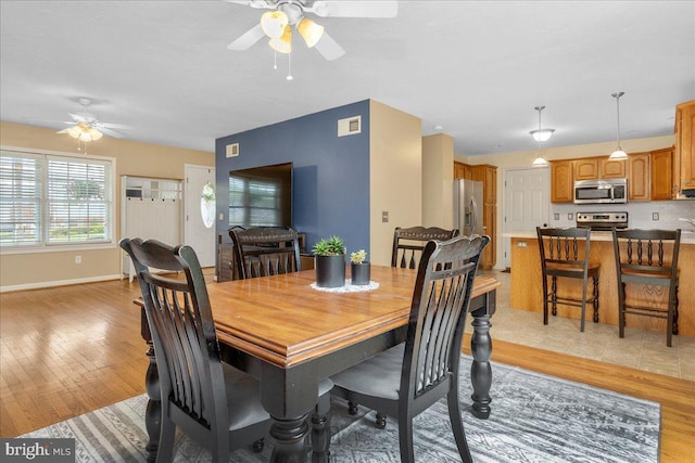 192 Antietam Dr, Waynesboro, PA 17268 - dining area with ceiling fan, light wood-type flooring, and baseboards
