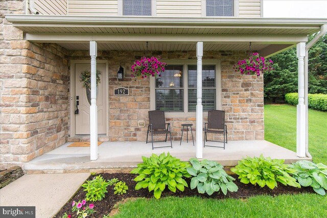 192 Antietam Dr, Waynesboro, PA 17268 - doorway to property featuring covered porch and brick siding