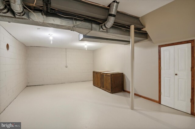 finished below grade area with concrete block wall
