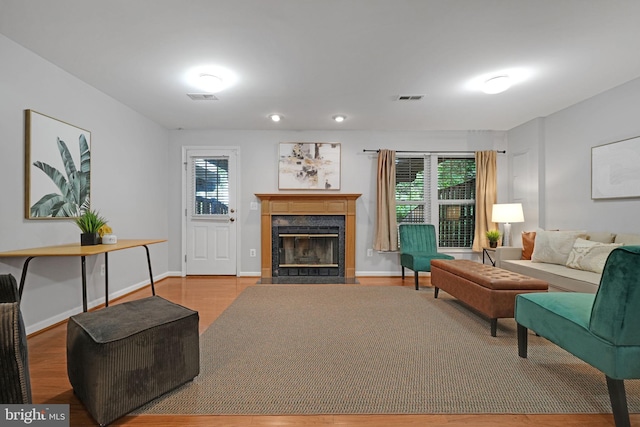 5948 Edgehill Ct, Alexandria, VA 22303 - living area with a premium fireplace, baseboards, and wood finished floors