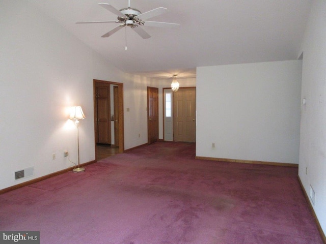 155 Wagon Wheel Ln, Mifflintown, PA 17059 - carpeted spare room with vaulted ceiling, baseboards, and a ceiling fan