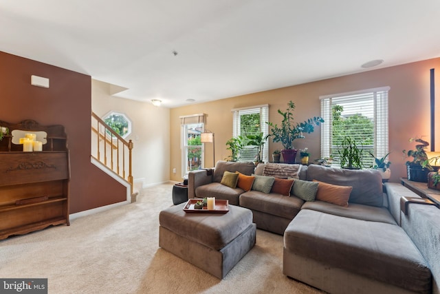 800 S Charles St, Baltimore, MD 21230 - living area featuring stairway and light carpet