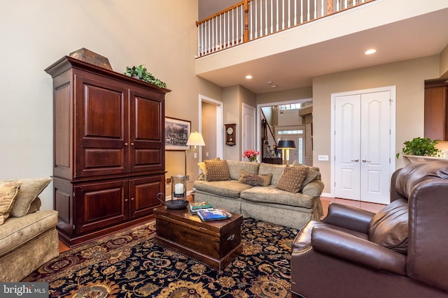 267 Goldenrod Dr, Upper Gwynedd, PA 19446 - living room featuring a high ceiling and recessed lighting