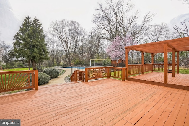 deck with an outdoor pool