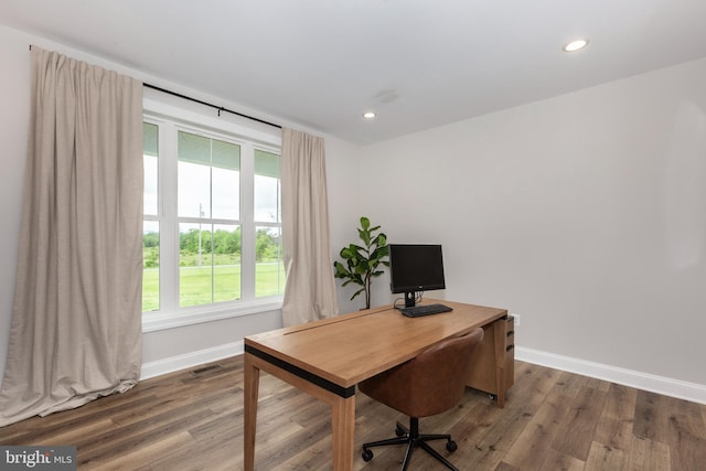 3471 Bullfrog Rd, Taneytown, MD 21787 - office with baseboards, healthy amount of natural light, wood finished floors, and recessed lighting