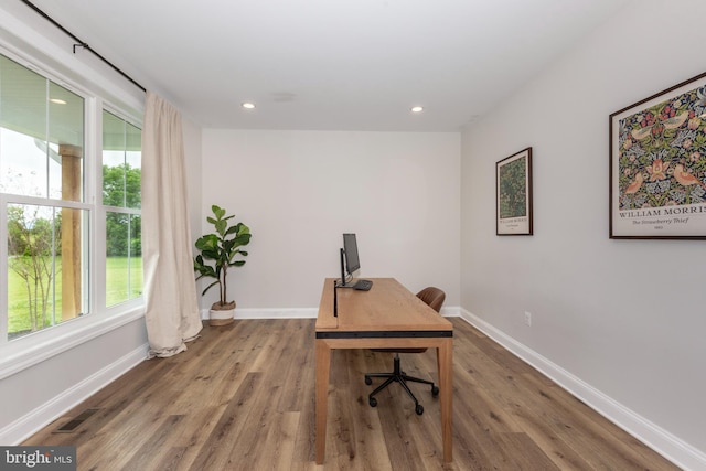 3471 Bullfrog Rd, Taneytown, MD 21787 - office featuring wood finished floors, baseboards, and recessed lighting
