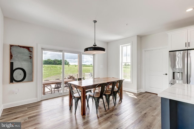 3471 Bullfrog Rd, Taneytown, MD 21787 - dining space featuring baseboards, light wood-type flooring, and recessed lighting