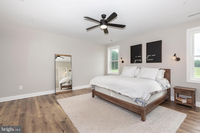 3471 Bullfrog Rd, Taneytown, MD 21787 - bedroom with wood finished floors, baseboards, and a ceiling fan