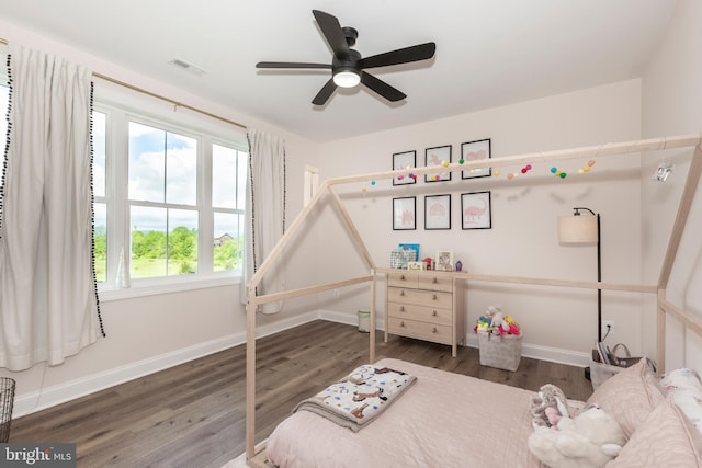 3471 Bullfrog Rd, Taneytown, MD 21787 - bedroom with wood finished floors, baseboards, and a ceiling fan
