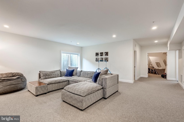 3471 Bullfrog Rd, Taneytown, MD 21787 - living area featuring recessed lighting, carpet floors, and baseboards