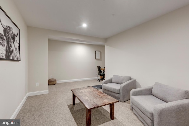 3471 Bullfrog Rd, Taneytown, MD 21787 - sitting room featuring light carpet, baseboards, and recessed lighting