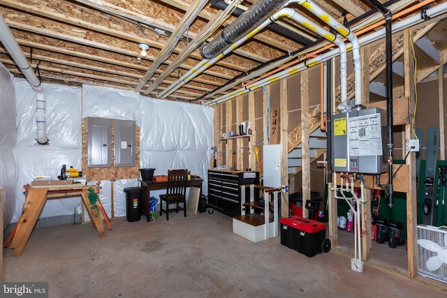 3471 Bullfrog Rd, Taneytown, MD 21787 - unfinished basement with electric panel and tankless water heater