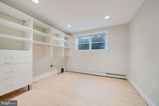 3404 Rustic Way Ln, Falls Church, VA 22044 - laundry area with a baseboard radiator, wood finished floors, baseboards, and recessed lighting