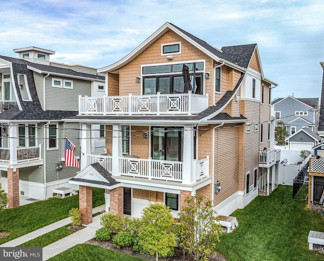 625 Bay Ave, Ocean City, NJ 08226 - view of front of home with a balcony, a shingled roof, and cooling unit