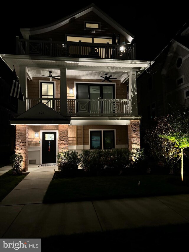 625 Bay Ave, Ocean City, NJ 08226 - view of front facade featuring a balcony and stone siding