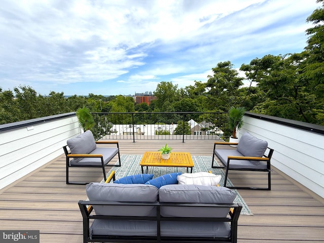 3828 T St NW, Washington, DC 20007 - deck featuring an outdoor living space and view of wooded area