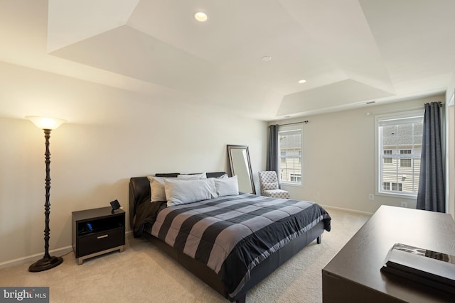 43008 Paris Gap Sq, Ashburn, VA 20148 - bedroom with light colored carpet, a raised ceiling, multiple windows, baseboards, and recessed lighting