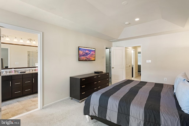 43008 Paris Gap Sq, Ashburn, VA 20148 - bedroom with light carpet, baseboards, and ensuite bathroom