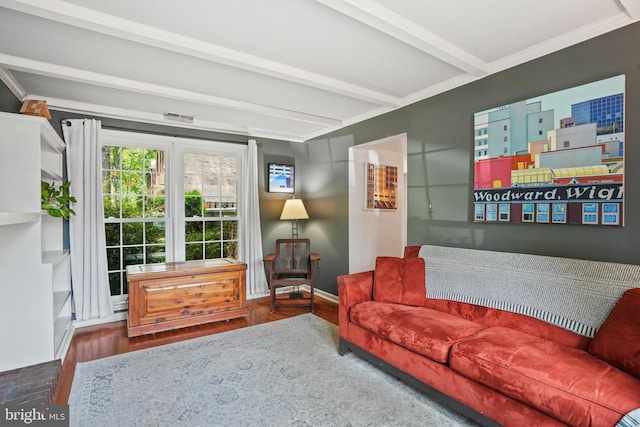 865 Azalea Dr Unit 26-865, Rockville, MD 20850 - living area featuring beam ceiling and wood finished floors