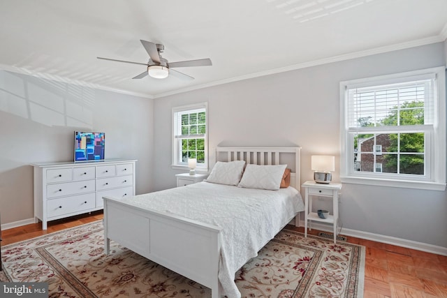 865 Azalea Dr Unit 26-865, Rockville, MD 20850 - bedroom with crown molding, baseboards, and a ceiling fan