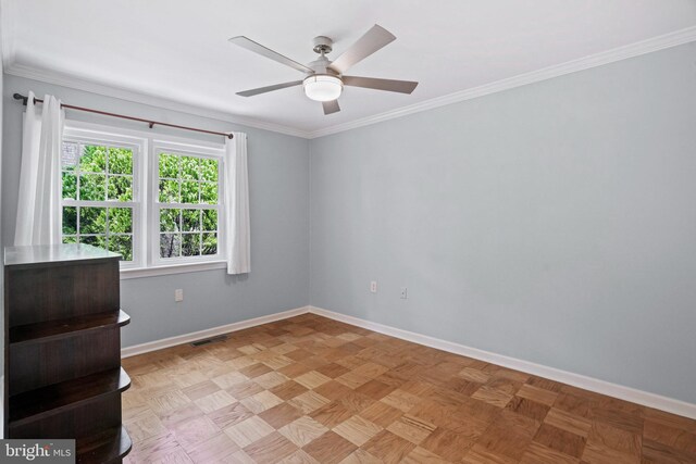 865 Azalea Dr Unit 26-865, Rockville, MD 20850 - empty room with baseboards, a ceiling fan, and crown molding