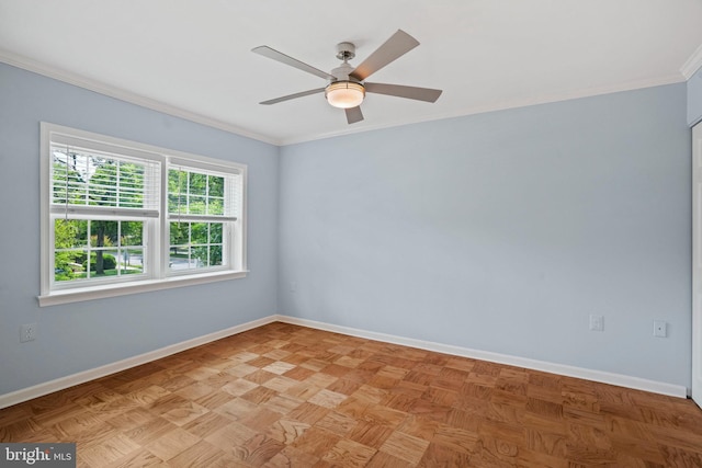 865 Azalea Dr Unit 26-865, Rockville, MD 20850 - spare room with baseboards, ornamental molding, and ceiling fan