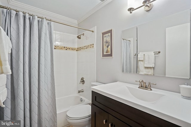 865 Azalea Dr Unit 26-865, Rockville, MD 20850 - bathroom featuring vanity, shower / bath combination with curtain, toilet, and crown molding
