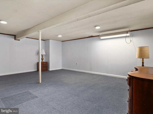 3357 Old Line Ave, Laurel, MD 20724 - finished below grade area featuring dark carpet and baseboards