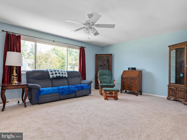 3357 Old Line Ave, Laurel, MD 20724 - carpeted living room featuring a ceiling fan and baseboards