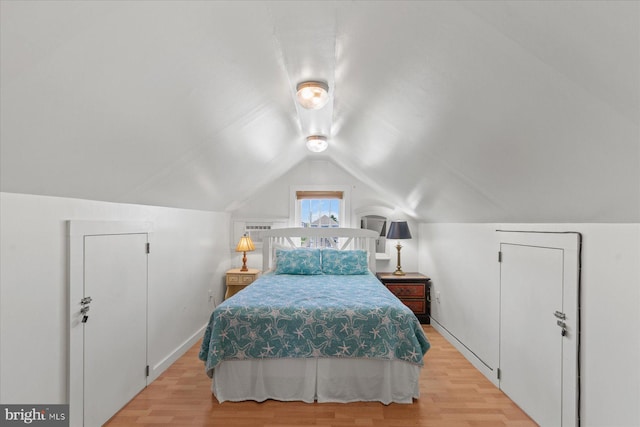 118 Parkwood St, Bethany Beach, DE 19930 - bedroom featuring light wood-style floors and vaulted ceiling
