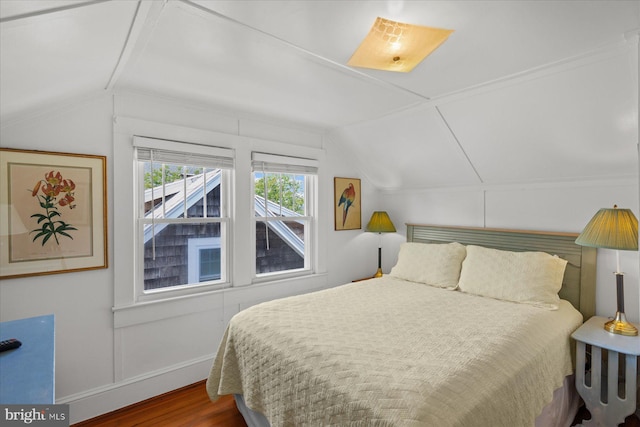 118 Parkwood St, Bethany Beach, DE 19930 - bedroom with lofted ceiling, wood finished floors, and baseboards