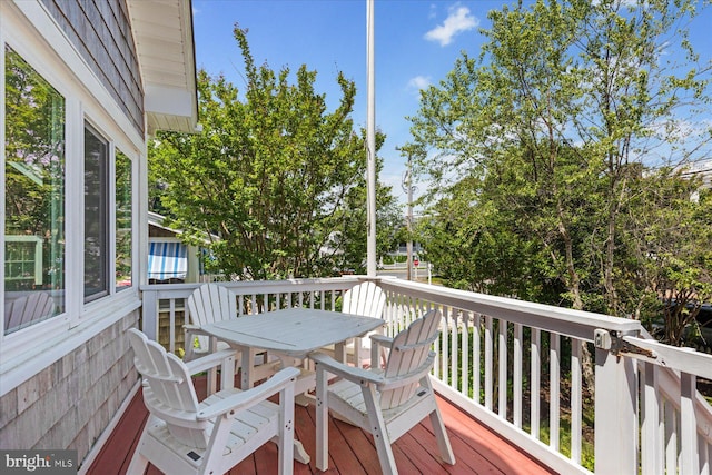 118 Parkwood St, Bethany Beach, DE 19930 - wooden terrace with outdoor dining area