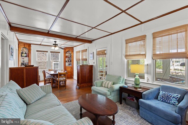 118 Parkwood St, Bethany Beach, DE 19930 - living area with wood finished floors and ceiling fan
