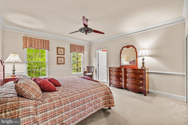 217 Rising Meadow Way E, Stroudsburg, PA 18302 - bedroom featuring ornamental molding, carpet floors, a ceiling fan, and baseboards