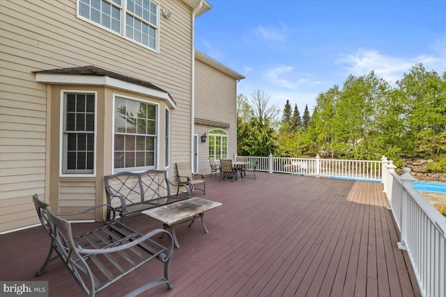 217 Rising Meadow Way E, Stroudsburg, PA 18302 - wooden deck with outdoor dining area