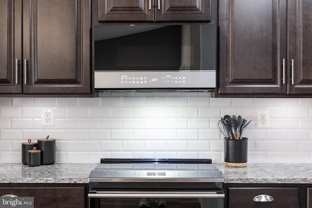 370 Juniper Ct, Herndon, VA 20170 - kitchen with stainless steel range with electric cooktop, tasteful backsplash, and dark brown cabinets
